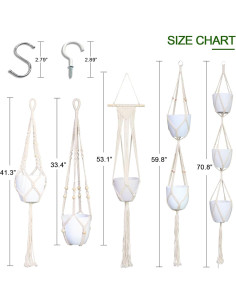 Colgador de Plantas de Macramé IGaiety 5 Pcs Algodón 5.4 kg 2