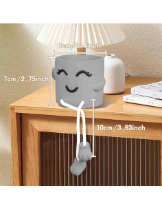 Maceta de Cemento Uguisu con Carita Sonriente 10 cm 2