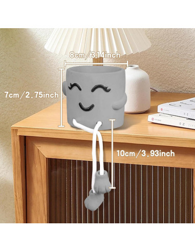 Maceta de Cemento Uguisu con Carita Sonriente 10 cm