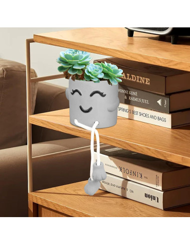 Maceta de Cemento Uguisu con Carita Sonriente 10 cm