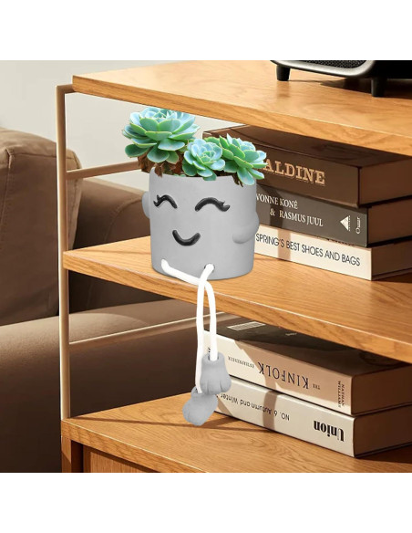 Maceta de Cemento Uguisu con Carita Sonriente 10 cm