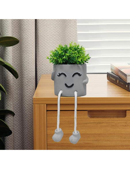 Maceta de Cemento Uguisu con Carita Sonriente 10 cm