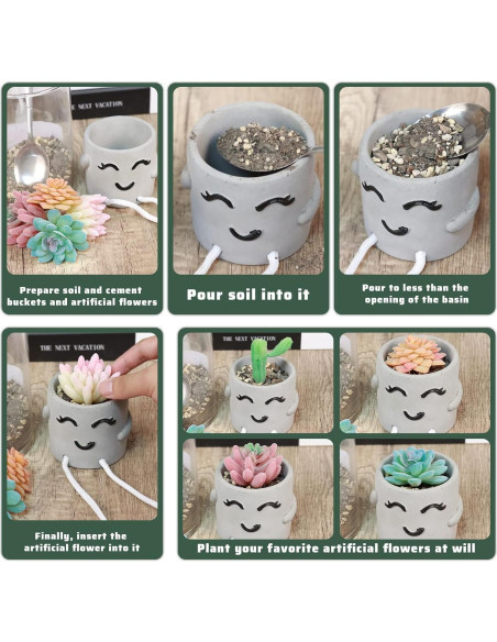Maceta de Cemento Uguisu con Carita Sonriente 10 cm