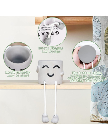 Maceta de Cemento Uguisu con Carita Sonriente 10 cm