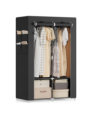 Armario Portátil SONGMICS 2 Niveles Negro Tinta 86x45x167 cm