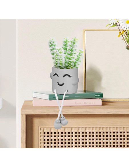 Maceta de Cemento Uguisu con Carita Sonriente 10 cm