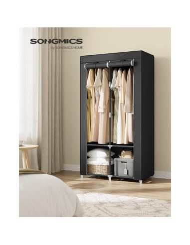 Armario Portátil SONGMICS 2 Niveles Negro Tinta 86x45x167 cm
