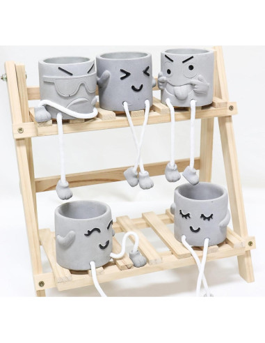 Maceta de Cemento Uguisu con Carita Sonriente 10 cm