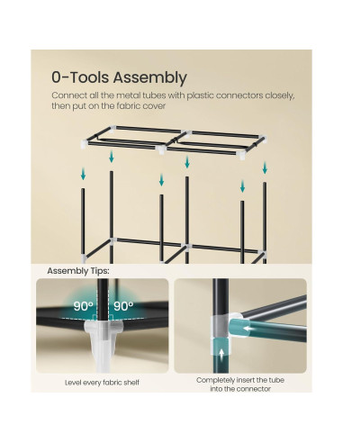 Armario Portátil SONGMICS 2 Niveles Negro Tinta 86x45x167 cm