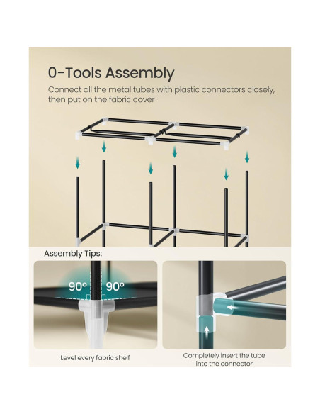 Armario Portátil SONGMICS 2 Niveles Negro Tinta 86x45x167 cm