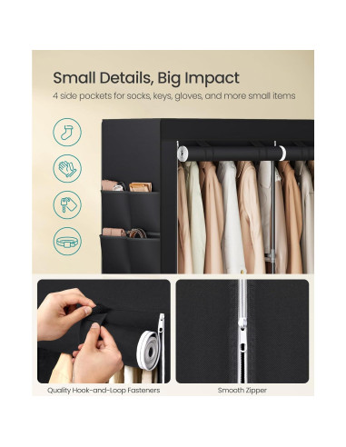 Armario Portátil SONGMICS 2 Niveles Negro Tinta 86x45x167 cm