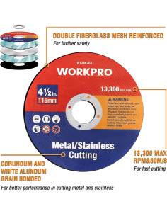 WORKPRO 20 Discos de Corte 115mm para Metal y Acero Inoxidable 2