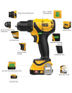 Taladro Inalámbrico 12V DEGLASERS con Batería y Cargador 2