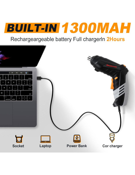 Destornillador Eléctrico Inalámbrico Megarooz con 47 Accesorios