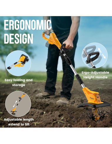 Cultivador Inalámbrico DEJUNPIOOL 500W 23.1cm Amarillo Negro