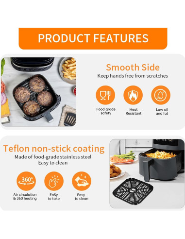 Bandeja de Parrilla para Freidora de Aire BLACK+DECKER 20x20cm