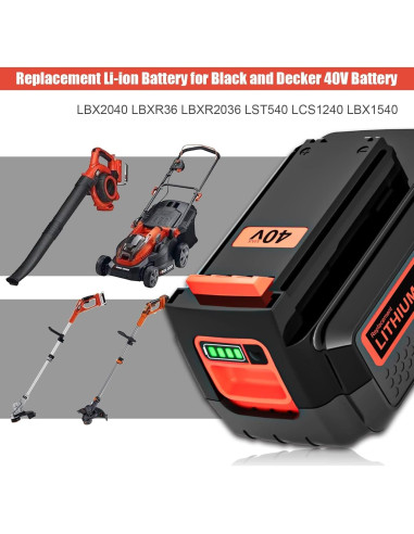 Batería Litio 40V 3600mAh Reemplazo Black & Decker LBX2040