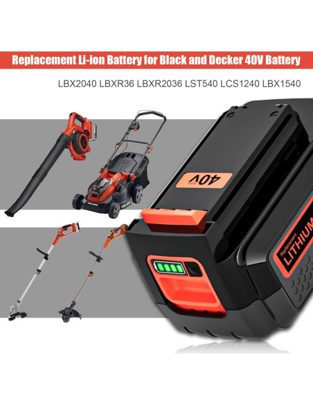 Batería Litio 40V 3600mAh Reemplazo Black & Decker LBX2040