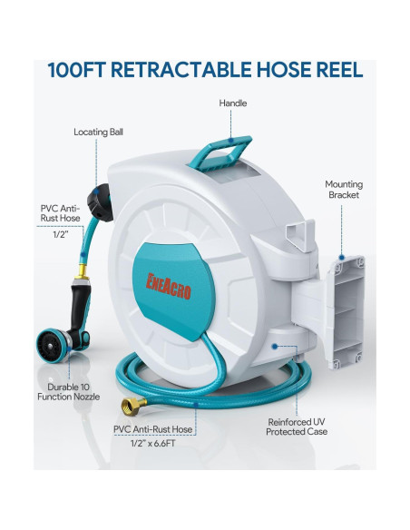Carrete de Manguera de Jardín Retráctil ENEACRO 30.48m