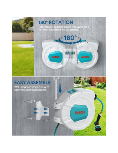 Carrete de Manguera de Jardín Retráctil ENEACRO 30.48m
