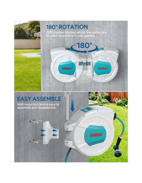 Carrete de Manguera de Jardín Retráctil ENEACRO 30.48m