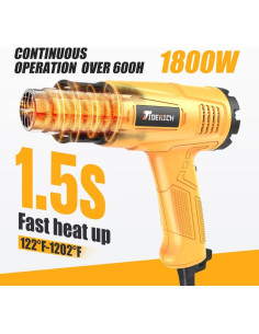 Pistola de Calor Tiderich 1800W Doble Temperatura Amarillo 2