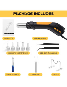 Pistola de Calor Gyfent 700W 100-500C con 5 Boquillas 2