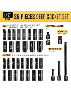 Juego de 35 Piezas de Accesorios de Impacto BOEN 1/2" y Métrico 2