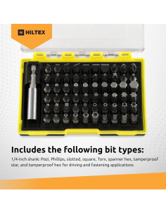 Juego de Puntas de Seguridad Hiltex 10060 - 61 Piezas Hex 1/4" 2