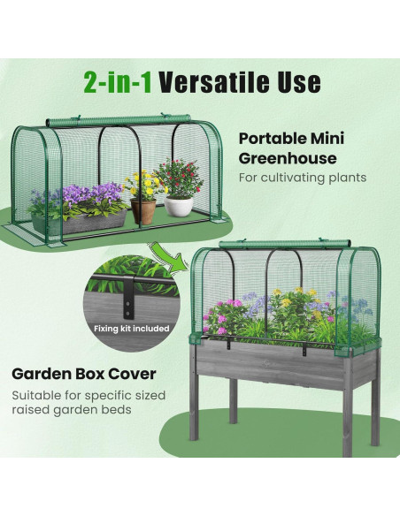 Cama de Jardín Elevada Giantex con Cubierta Invernadero PE