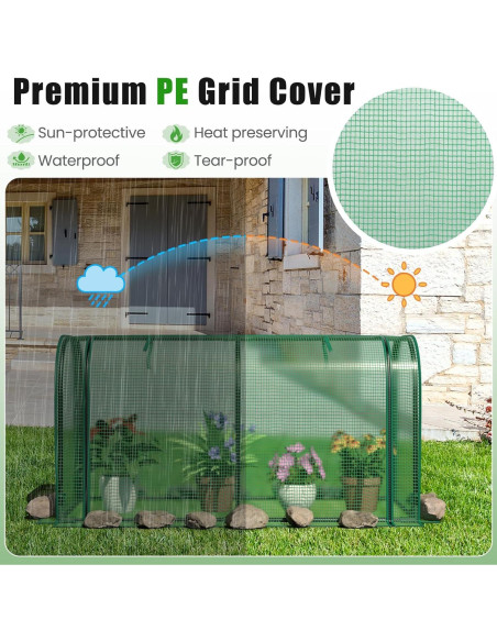 Cama de Jardín Elevada Giantex con Cubierta Invernadero PE