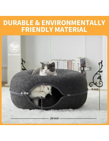 Túnel Cama Escondite para Gatos Jia Xi Donut Gris Oscuro 50.8cm