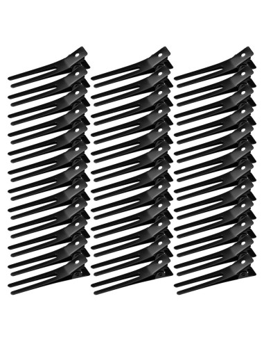 Pinzas de Doble Punta Wobe para Peluquería 50pcs Metal Negro