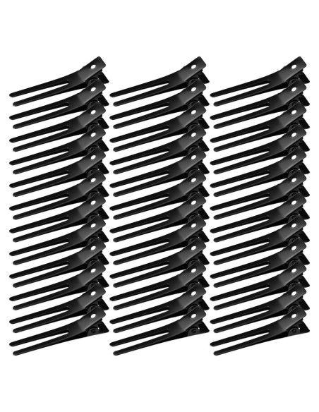 Pinzas de Doble Punta Wobe para Peluquería 50pcs Metal Negro