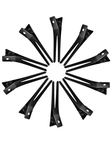Pinzas de Doble Punta Wobe para Peluquería 50pcs Metal Negro