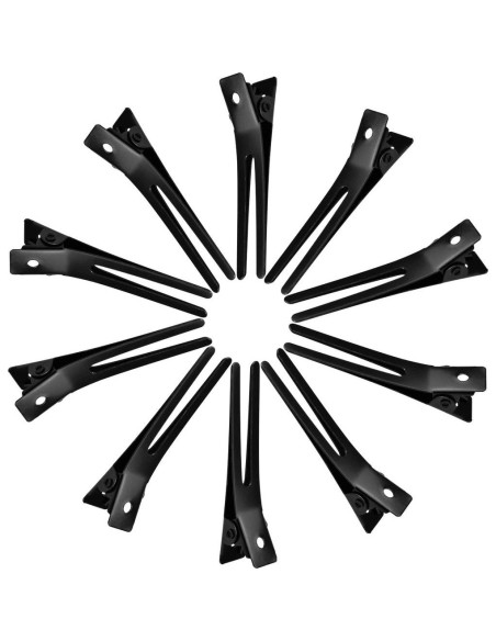 Pinzas de Doble Punta Wobe para Peluquería 50pcs Metal Negro