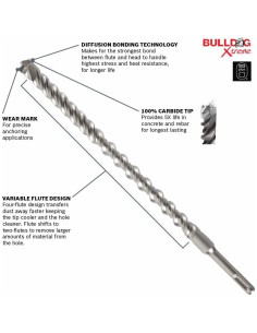 Broca de Martillo Rotativo BOSCH HC2102 16 mm x 20 cm SDS-Plus 2