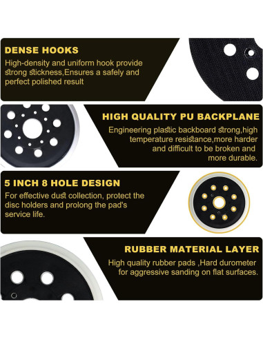 Pad de Lijado 5" Gancho y Bucle Poweka RS035 Compatible Bosch