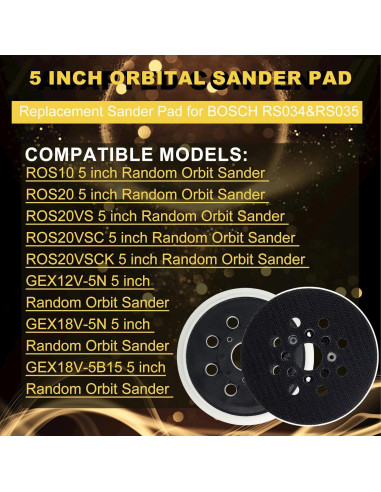 Pad de Lijado 5" Gancho y Bucle Poweka RS035 Compatible Bosch