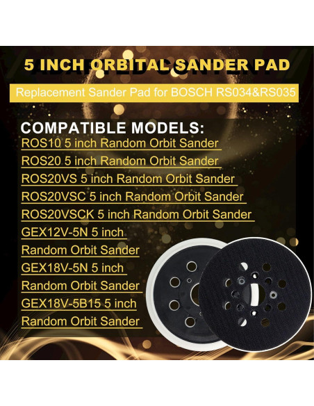 Pad de Lijado 5" Gancho y Bucle Poweka RS035 Compatible Bosch