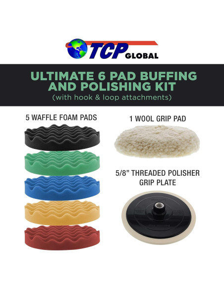 Kit de Pulido Profesional TCP Global 8" con 6 Almohadillas