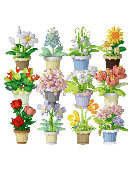 Set de 12 Bloques de Construcción Jollcnoia Plantas en Macetas