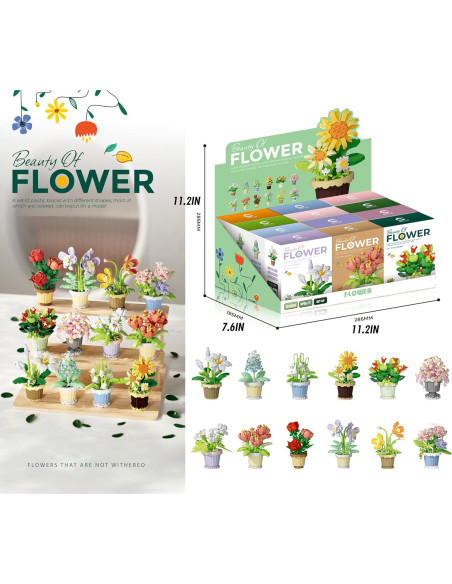 Set de 12 Bloques de Construcción Jollcnoia Plantas en Macetas