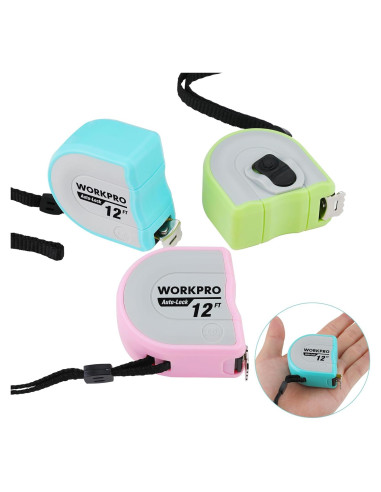 Cinta Métrica Compacta WORKPRO 3 Pcs 3.66m Auto-Bloqueo