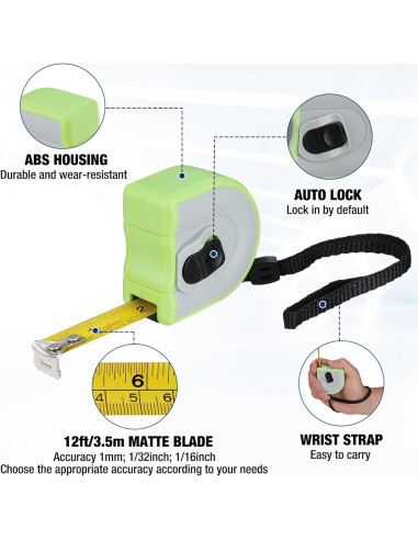 Cinta Métrica Compacta WORKPRO 3 Pcs 3.66m Auto-Bloqueo