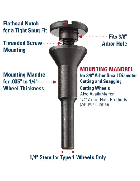 Kit Weiler 56089 Mandril y 10 Ruedas de Corte 3" A36T Kit Weiler 56089 Mandril y 10 Ruedas de Corte 3" A36T