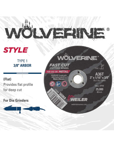 Kit Weiler 56089 Mandril y 10 Ruedas de Corte 3" A36T