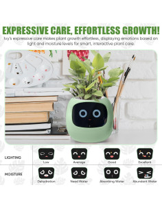 Maceta Inteligente Vibezy AI - Interactiva y Autorriego Verde 2