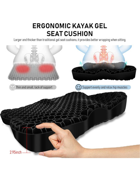 Cojín de Asiento Antideslizante NEW-Vi para Kayak - Gel Impermeable