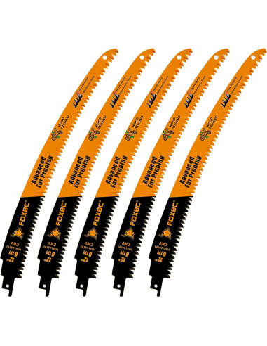 Hojas de Sierra Recíproca FOXBC 30.48 cm 6TPI - Paquete de 5